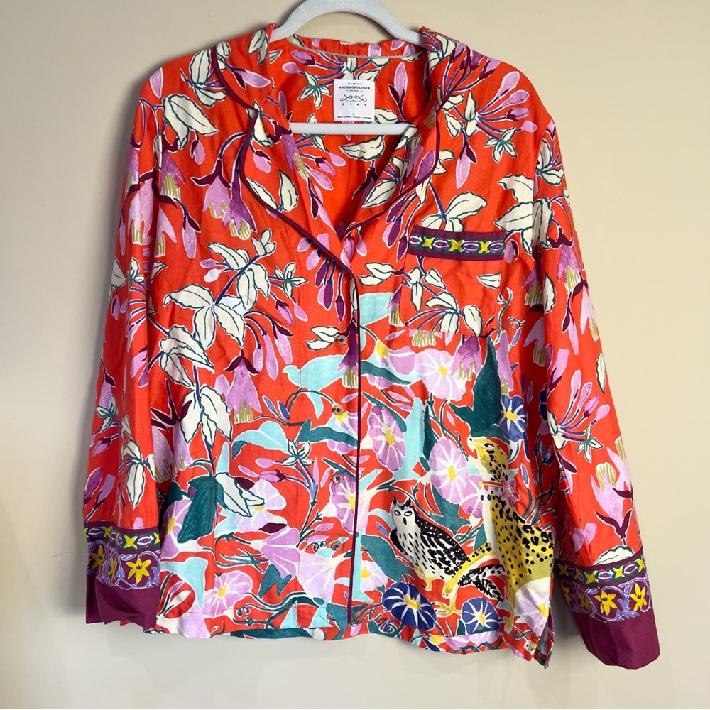 Anthropologie Featuring Lil Sire Cheetah Dreams Button Down Pajama Top
